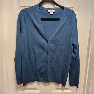 Pendleton Lightweight Cardigan Sweater Blue Silk Cotton Button Front Size M